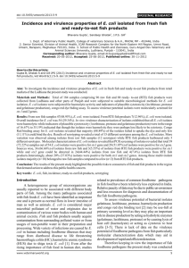 Incidence and virulence properties of E. coli