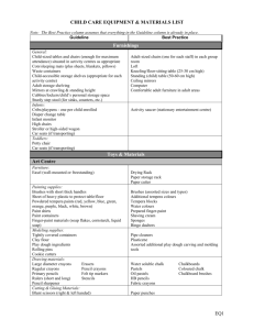 Child Care Equipment and Materials List