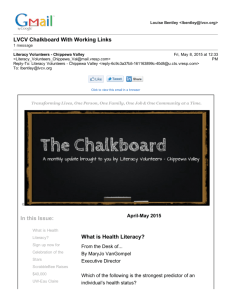 LVCV Chalkboard With Working Links In this Issue: What is Health