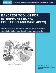 baycrest toolkit for interprofessional education and care