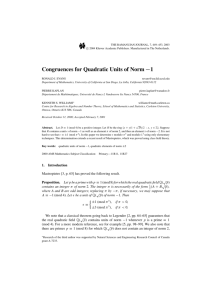 Congruences for Quadratic Units of Norm−1