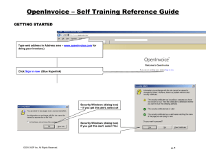 OpenInvoice – Self Training Reference Guide