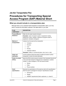 Procedures for Transporting Special Access Program (SAP) Material