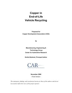 Copper in End-of-Life Vehicle Recycling