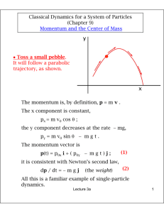 Classical Dynamics for a System of Particles (Chapter 9) Momentum