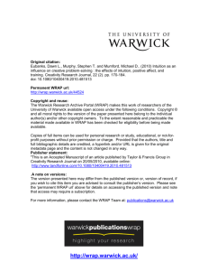 Running Head: Intuition - WRAP: Warwick Research Archive Portal