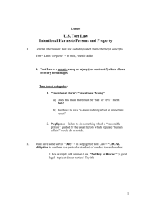 Intro - Tort Law - student complete outline