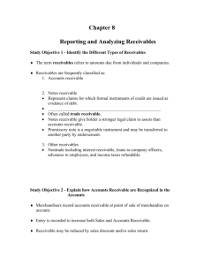Chapter 8 Reporting and Analyzing Receivables