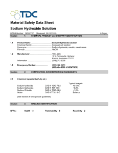 Material Safety Data Sheet Sodium Hydroxide Solution