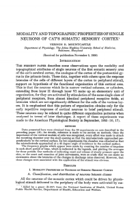 modality and topographic properties of single neurons of cat's