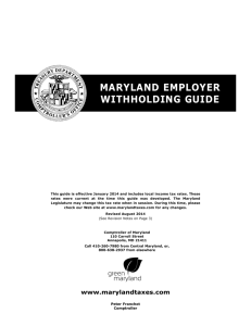 MARYLAND EMpLoYER WithhoLDiNg guiDE
