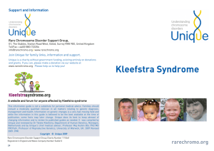 Kleefstra Syndrome - Unique The Rare Chromosome Disorder