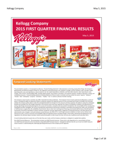 Kellogg Company 2015 FIRST QUARTER FINANCIAL RESULTS