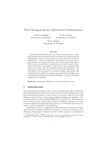 Risk Management for Distributed Authorization