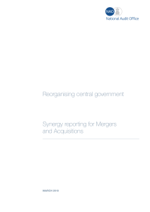 Synergy reporting for Mergers and Acquisitions