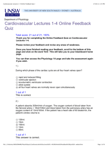 Cardiovascular Lectures 1-4 Online Feedback Quiz