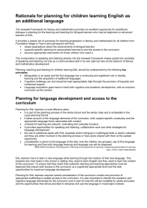 Rationale for planning for children learning English as an