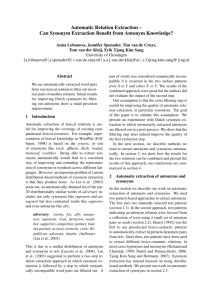 Automatic Relation Extraction – Can Synonym Extraction Benefit