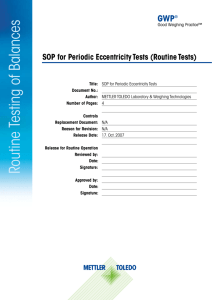SOP for Periodic Eccentricity Tests (Routine Tests)