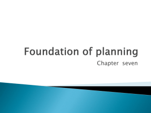 Foundation of planning