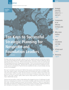 Ten Keys to Successful Strategic Planning for Nonprofit