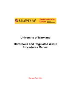 Hazardous and Regulated Waste Procedures Manual