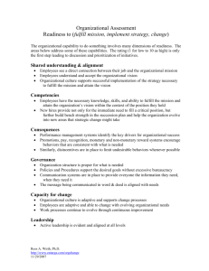 Organizational Assessment Readiness to (fulfill mission, implement