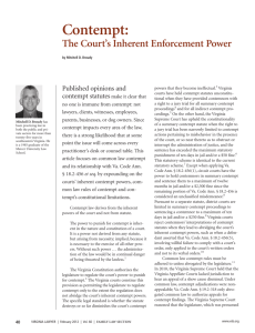 Contempt: The Court's Inherent Enforcement Power
