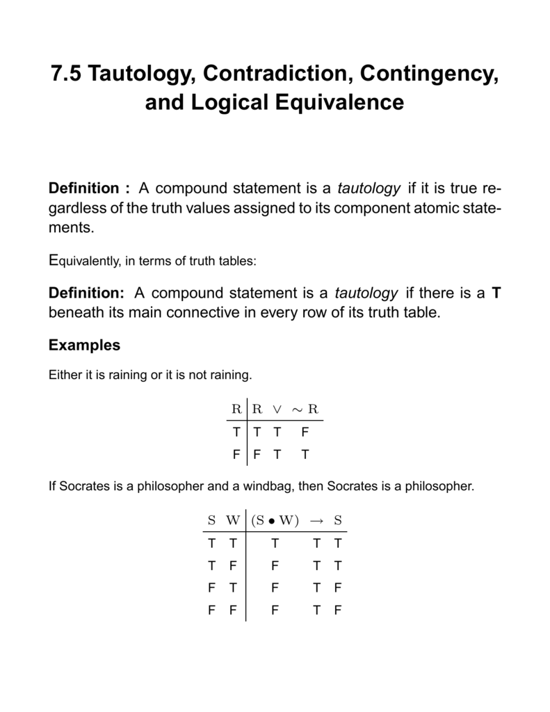 7 5 Tautology Contradiction