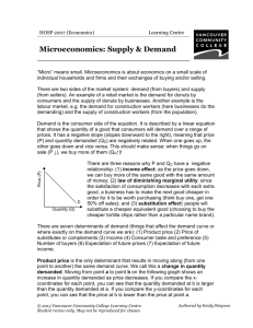 Microeconomics: Supply & Demand - VCC Library