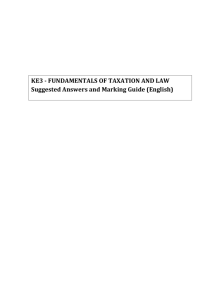 KE3 - FUNDAMENTALS OF TAXATION AND LAW Suggested
