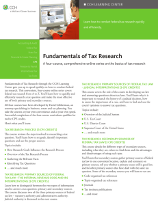 Fundamentals of Tax Research - Federal Government