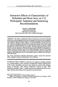 Interactive Effects of Characteristics of Defendant and Mock Juror on