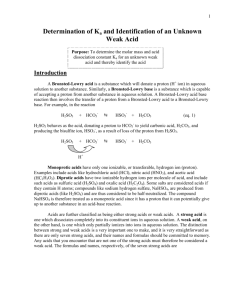 Determination of Ka and Identification of an Unknown Weak Acid