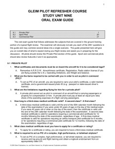 gleim pilot refresher course study unit nine oral exam guide