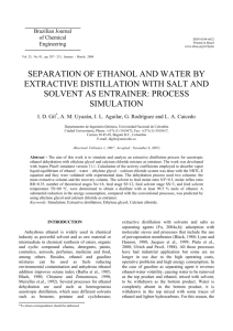 separation of ethanol and water by extractive distillation