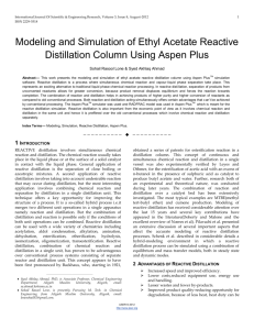 Modeling and Simulation of Ethyl Acetate Reactive Distillation