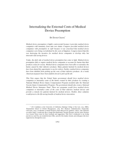 Internalizing the External Costs of Medical Device Preemption