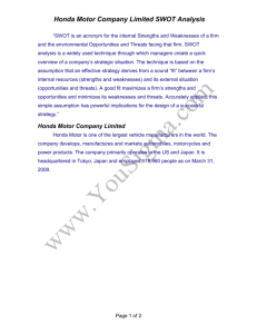 Honda Motor Company Limited SWOT Analysis