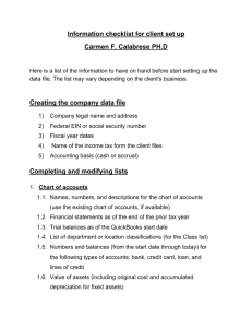 Information checklist for client set up Carmen F. Calabrese PH.D