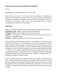 clinical terminology for describing knee instability