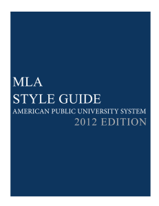 APUS MLA Style Manual - American Public University System