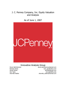JC Penney Company, Inc. Equity Valuation and