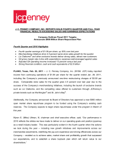 jc penney company, inc. reports solid fourth quarter and full year