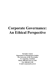 Corporate Governance: An Ethical Perspective
