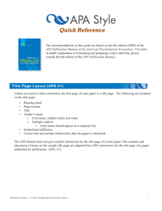 APA 6th Edition Quick Reference Guide. Version 2