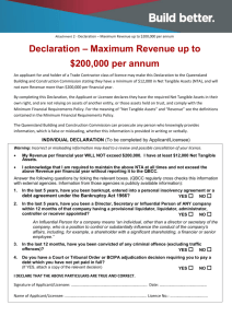 Declaration – Maximum Revenue up to $200,000 per annum