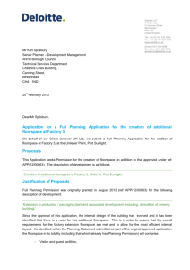 Covering Letter - Full Application - Extension to Factory Floorspace