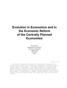 Evolution in Economics and in the Economic Reform of the Centrally
