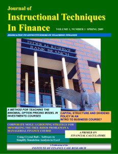 Volume 1, number 1, spring 2009 - Institute of Finance Case Research